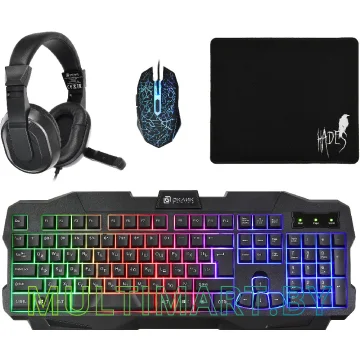 Комплект клавиатура + мышь с ковриком + наушники Oklick HS-HKM200G Hades